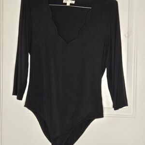 Nine Britton Black Scalloped Bodysuit
